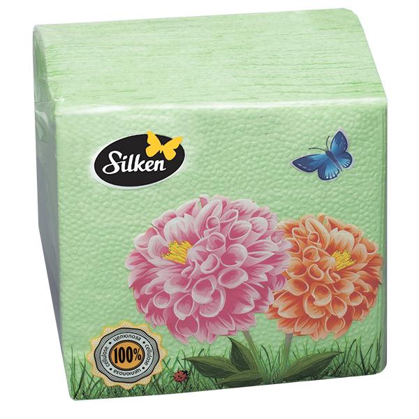 Silken Серветки одношарові 24*24 Салатові 100 шт/уп